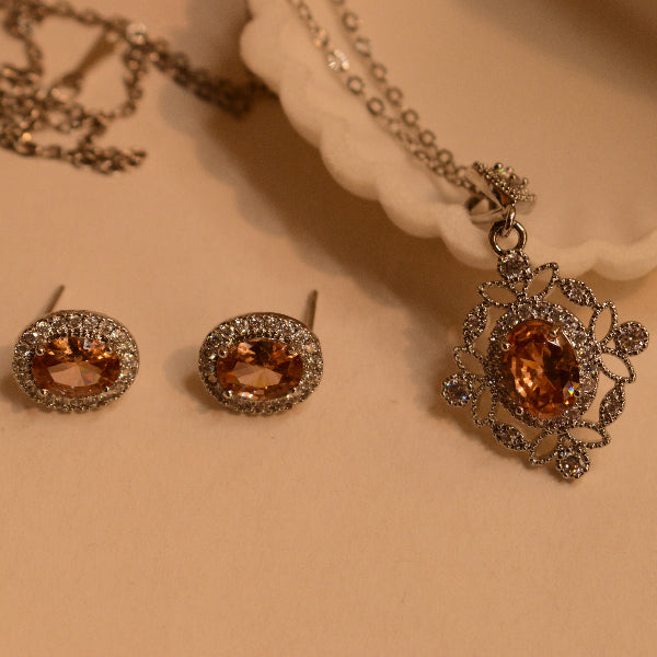 Glamorous Design Silver Plated Real Stones Necklace Set for Girls/Women