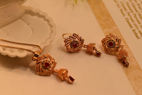 Luxury Unique Design Gold Plated Crystal Stones Necklace Set for Girls/Women