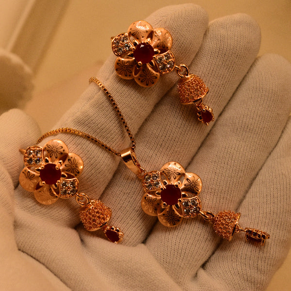 Gorgeous Unique Design Gold Plated Crystal Stones Necklace Set for Girls/Women