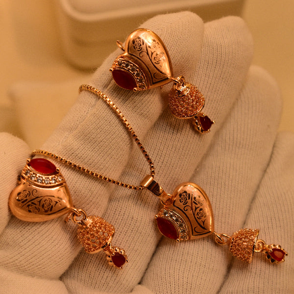 Beautiful Design Gold Plated Crystal Stones Necklace Set for Girls/Women