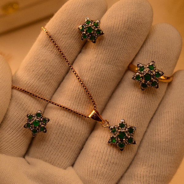 Luxury Unique Design Gold Plated Crystal Stones Necklace Set for Girls/Women