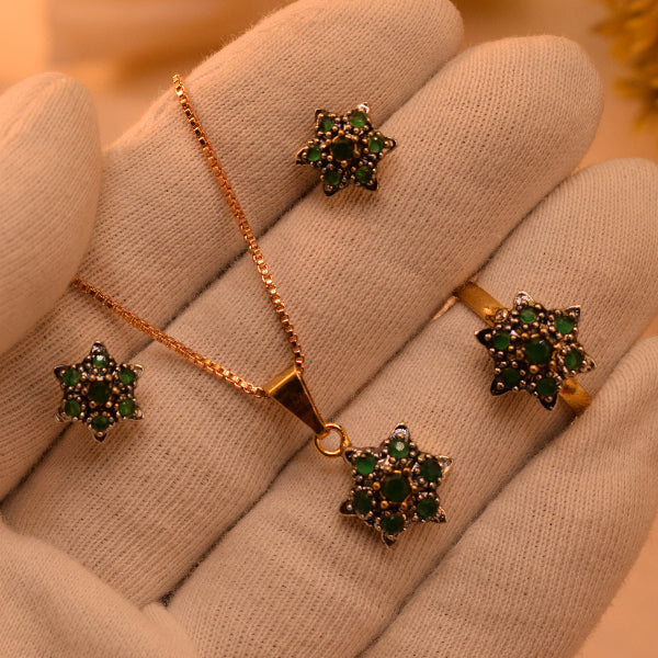 Luxury Unique Design Gold Plated Crystal Stones Necklace Set for Girls/Women
