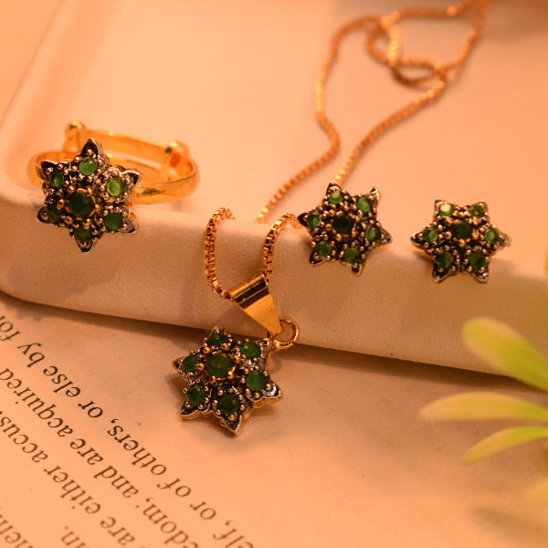 Luxury Unique Design Gold Plated Crystal Stones Necklace Set for Girls/Women