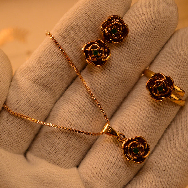 Charming Design Gold Plated Crsytal Stones Necklace Set for Girls/Women