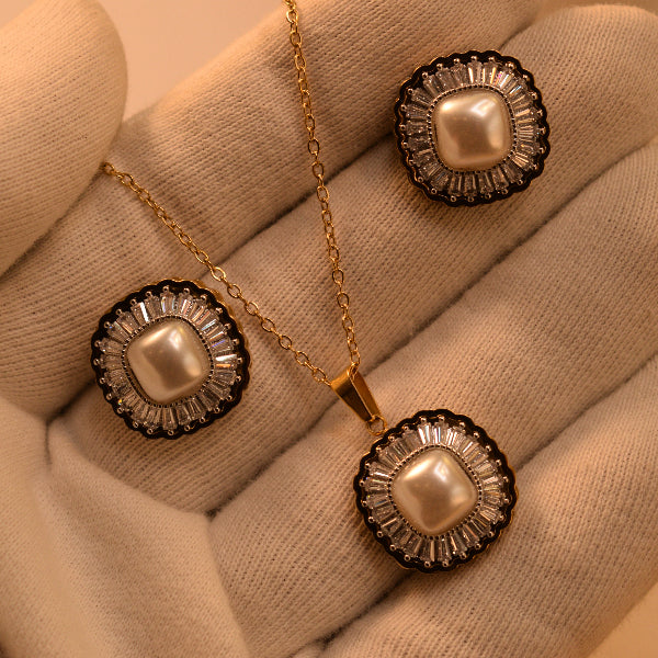 Sparkling Design Gold Plated Crystal Stones Necklace Set for Girls/Women