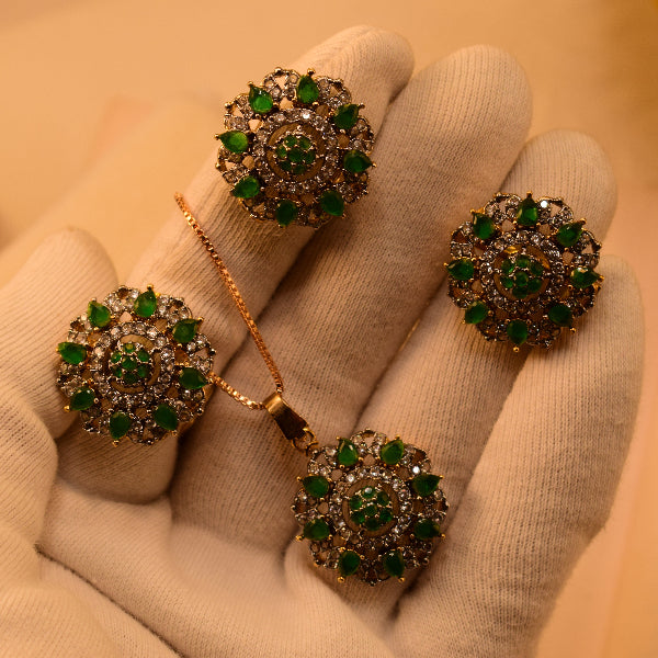 Luxury Unique Design Gold Plated Crystal Stones Necklace Set for Girls/Women