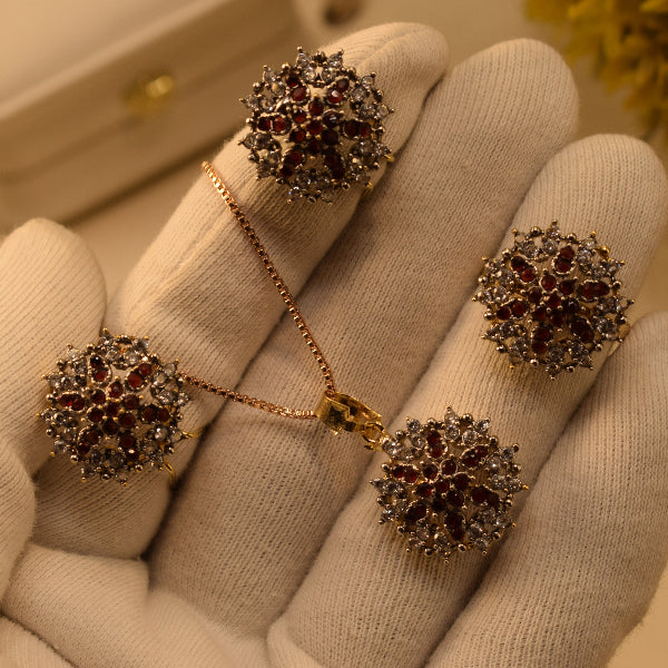 Luminous Design Gold Plated Crystal Stones Necklace Set for Girls/Women