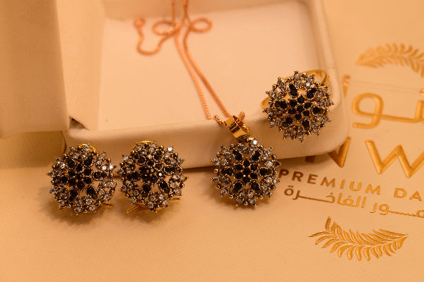 Luminous Design Gold Plated Crystal Stones Necklace Set for Girls/Women