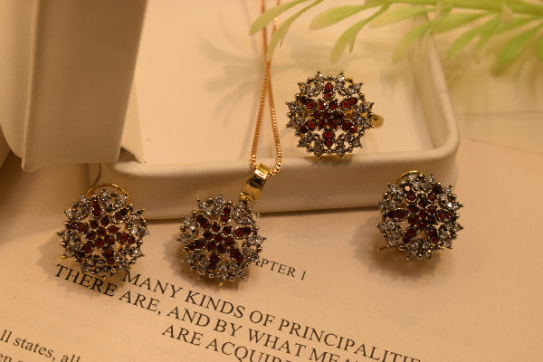 Luminous Design Gold Plated Crystal Stones Necklace Set for Girls/Women