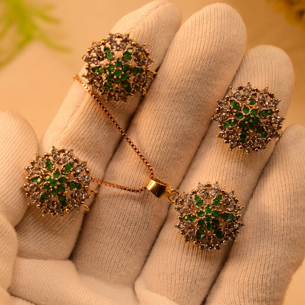 Luminous Design Gold Plated Crystal Stones Necklace Set for Girls/Women