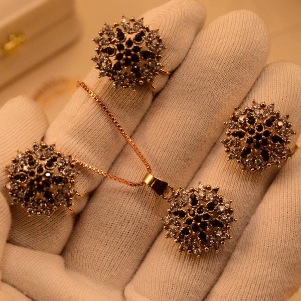 Luminous Design Gold Plated Crystal Stones Necklace Set for Girls/Women