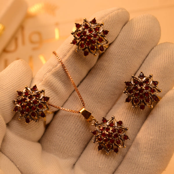 Glamorous Design Gold Plated Crystal Stones Necklace Set for Girls/Women