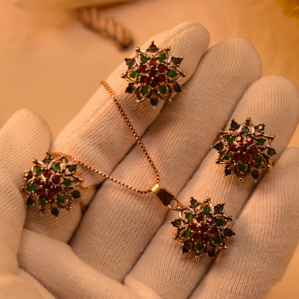 Glamorous Design Gold Plated Crystal Stones Necklace Set for Girls/Women