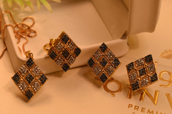 Charming Design Gold Plated Crystal Stones Necklace Set for Girls/Women