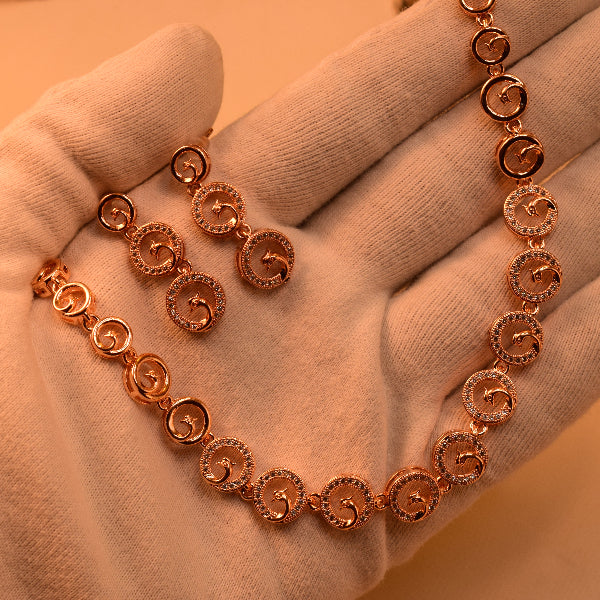 Luxury Design Gold Plated Crystal Stones Necklace Set for Girls/Women