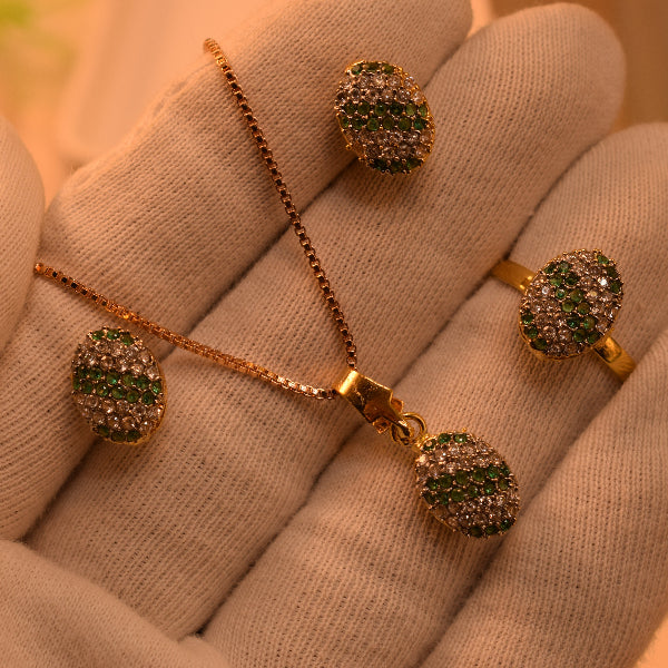 Dazzling Design Gold Plated Crystal Stones Necklace Set for Girls/Women