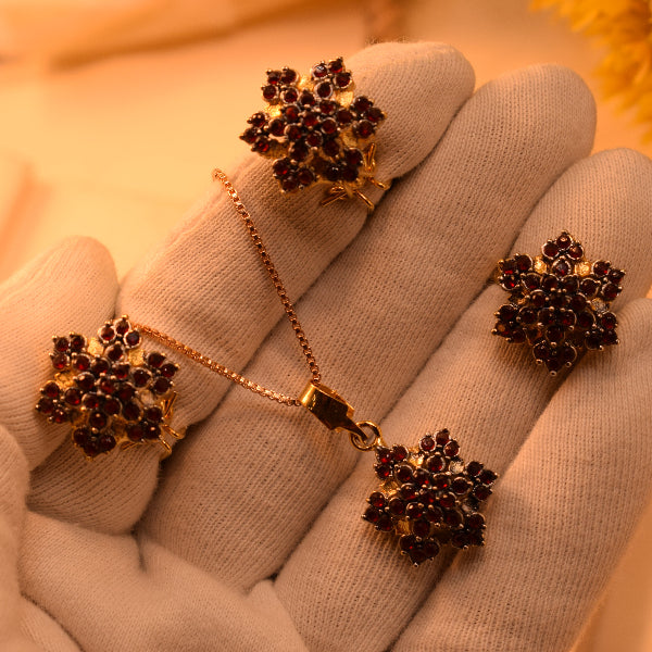 Sparkling Design Gold Plated Crystal Stones Necklace Set for Girls/Women