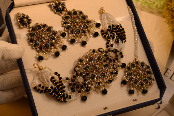 Luminous Design Gold Plated Real Stones Necklace Set for Girls/Women