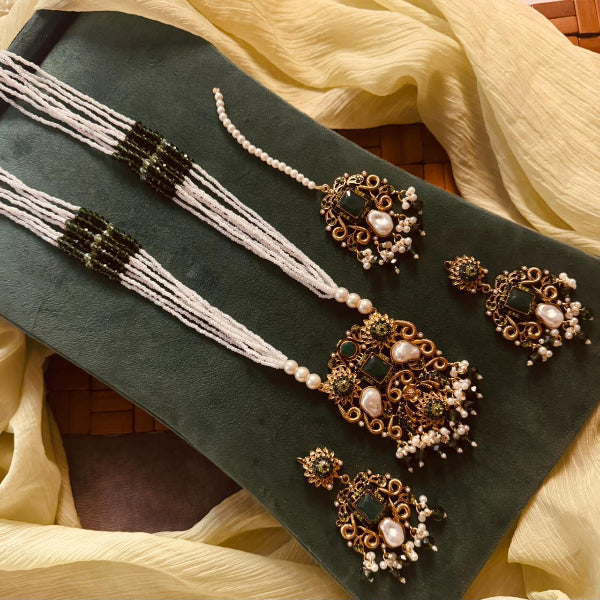 Sparkling Design Gold Plated Real Stones Necklace Set for Girls/Women