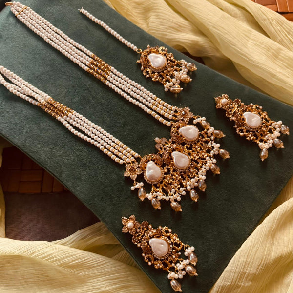 Charming Design Gold Plated Real Stones Necklace Set for Girls/Women