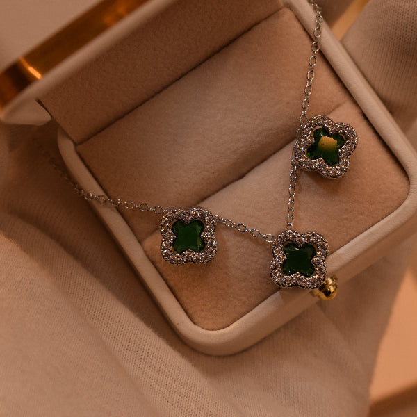 Gorgeous Design Silver Plated Crystal Stones Necklace Set for Girls/Women