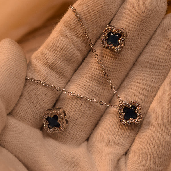 Gorgeous Design Silver Plated Crystal Stones Necklace Set for Girls/Women