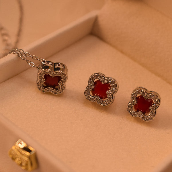 Gorgeous Design Silver Plated Crystal Stones Necklace Set for Girls/Women