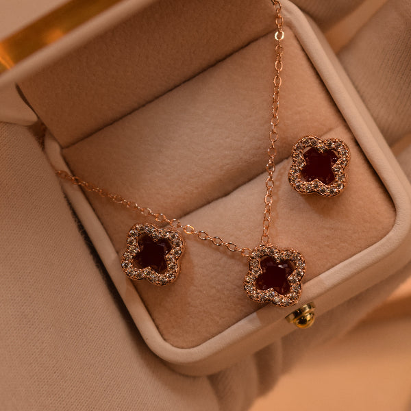 Elegant Design Gold Plated Crystal Stones Necklace Set for Girls/Women