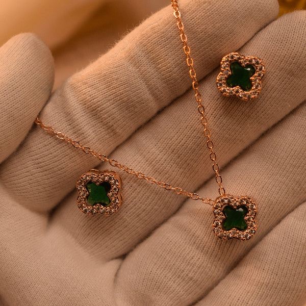 Elegant Design Gold Plated Crystal Stones Necklace Set for Girls/Women