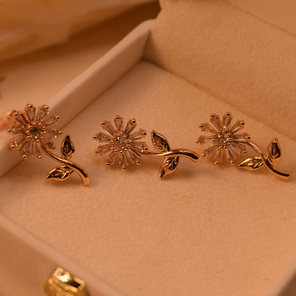 Fancy Unique Flower Design Crystal Stones Necklace Set for Girls/Women