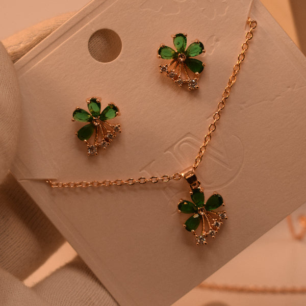 Stylish Design Gold Plated Crystal Stones Necklace Set for Girls/Women