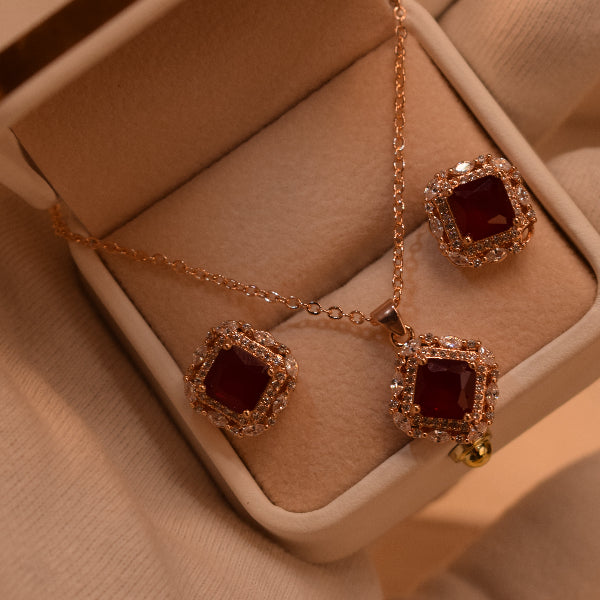 Charming Design Gold Plated Crystal Stones Necklace Set for Girls/Women