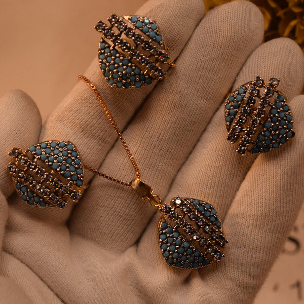 Luminous Design Gold Plated Real Stones Necklace Set for Girls/Women