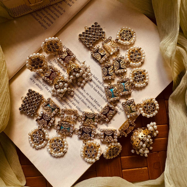 Sparkling Design Gold Plated Real Stones Necklace Set for Girls/Women