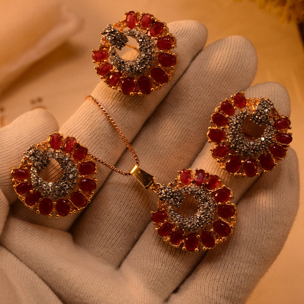 Gorgeous Design Gold Plated Crystal Stones Necklace Set for Girls/Women