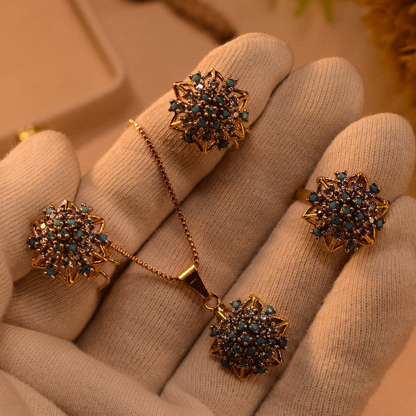 Beautiful Design Gold Plated Crystal Stones Necklace Set for Girls/Women