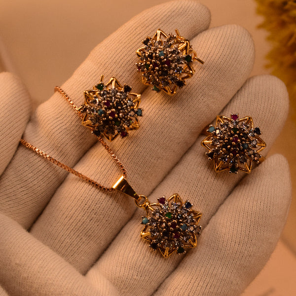 Beautiful Design Gold Plated Crystal Stones Necklace Set for Girls/Women