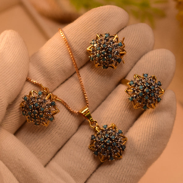 Beautiful Design Gold Plated Crystal Stones Necklace Set for Girls/Women