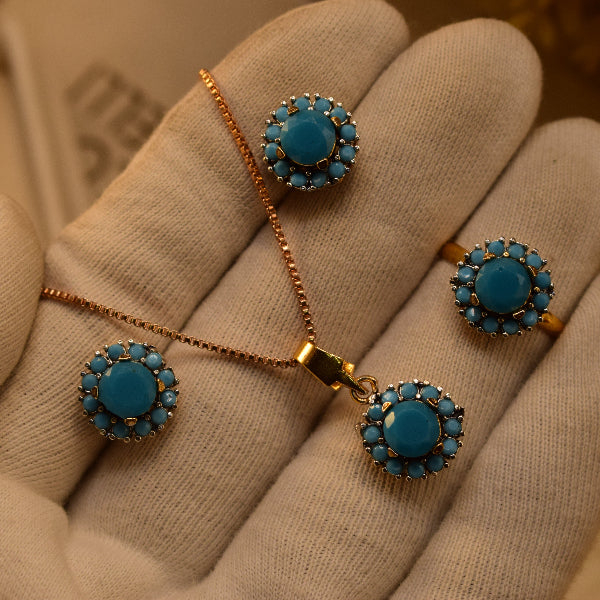 Dazzling Design Gold Plated Crystal Stones Necklace Set for Girls/Women