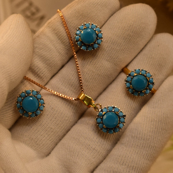 Dazzling Design Gold Plated Crystal Stones Necklace Set for Girls/Women