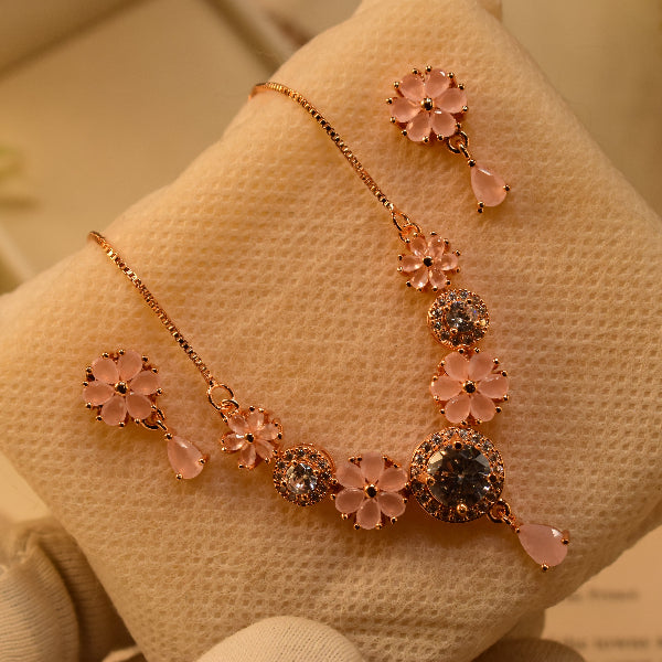 Elegant Design Gold Plated Crystal Stones Necklace Set for Girls/Women