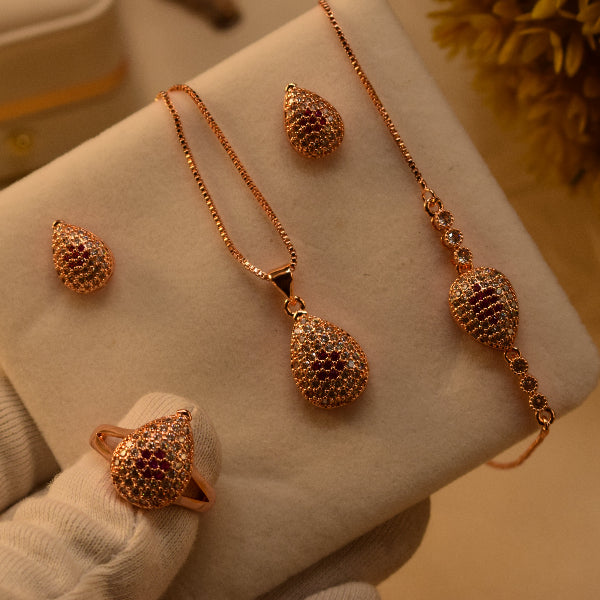 Sparkling Unique Design Crystal Stones Necklace Set for Girls/Women