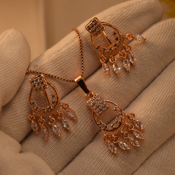 Charming Design Gold Plated Crystal Stones Necklace Set for Girls/Women