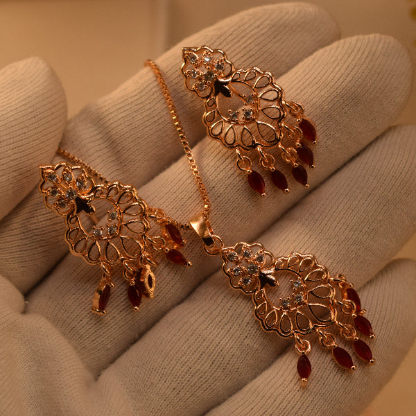 Dazzling Design Gold Plated Crystal Stones Necklace Set for Girls/Women