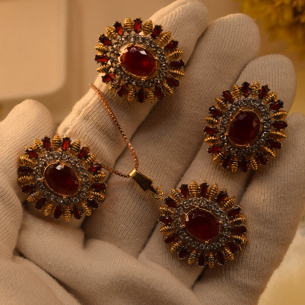 Luminous Design Gold Plated Crystal Stones Necklace Set for Girls/Women