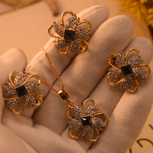 Gorgeous Design Gold Plated Crystal Stones Necklace Set for Girls/Women
