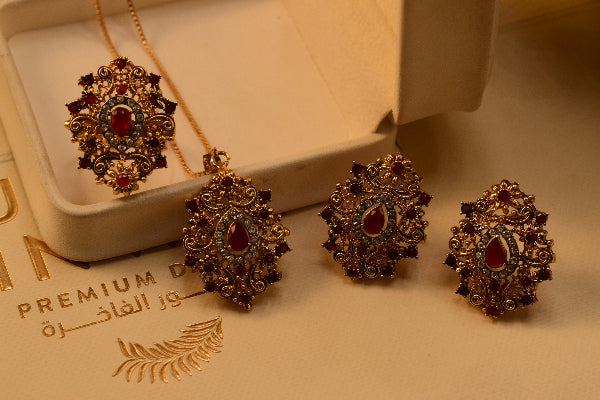 Charming Design Gold Plated Crystal Stones Necklace Set for Girls/Women