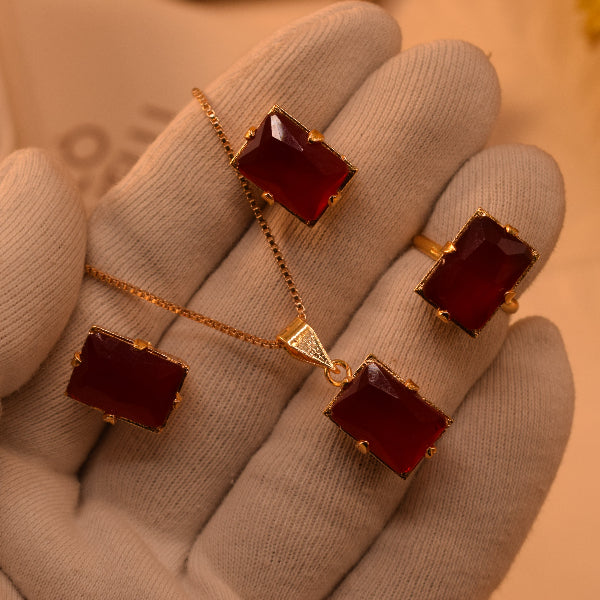 Luminous Design Gold Plated Crystal Stones Necklace Set for Girls/Women