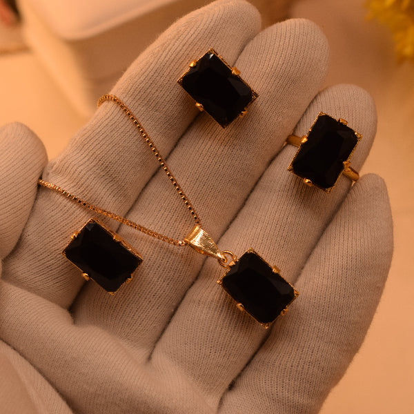 Luminous Design Gold Plated Crystal Stones Necklace Set for Girls/Women