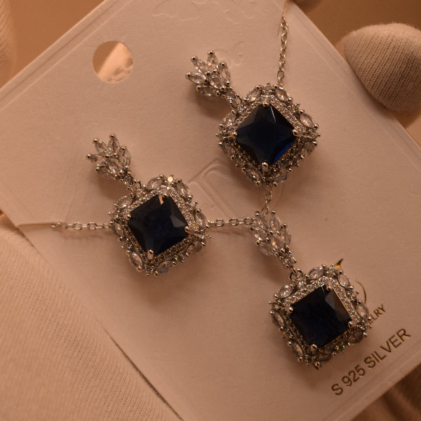 Beautiful Design Silver Plated Crystal Stones Necklace Set for Girls/Women